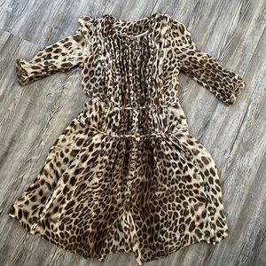 LEOPARD print semisheer dress/shirt- cinched waist- sz. Sm